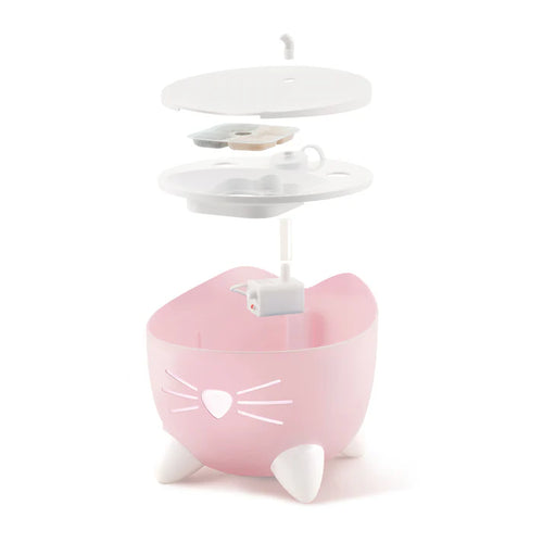 Catit PIXI Fountain Light Pink – 2L Cat Water Fountain with Triple Filtration