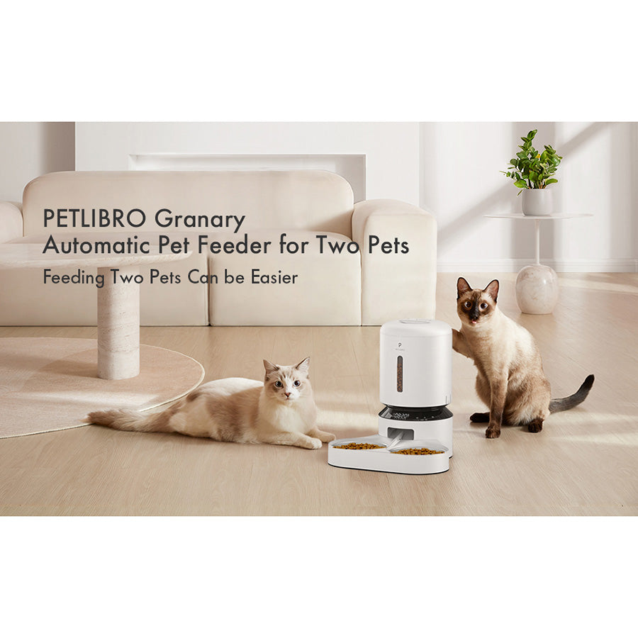 Petlibro Dual Granary Automatic Cat & Dog Food Tray Feeder – White 5L