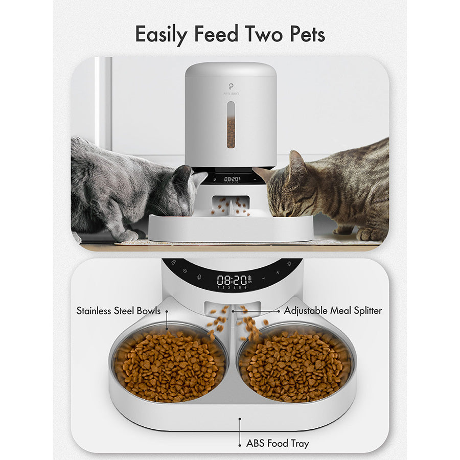 Petlibro Dual Granary Automatic Cat & Dog Food Tray Feeder – White 5L